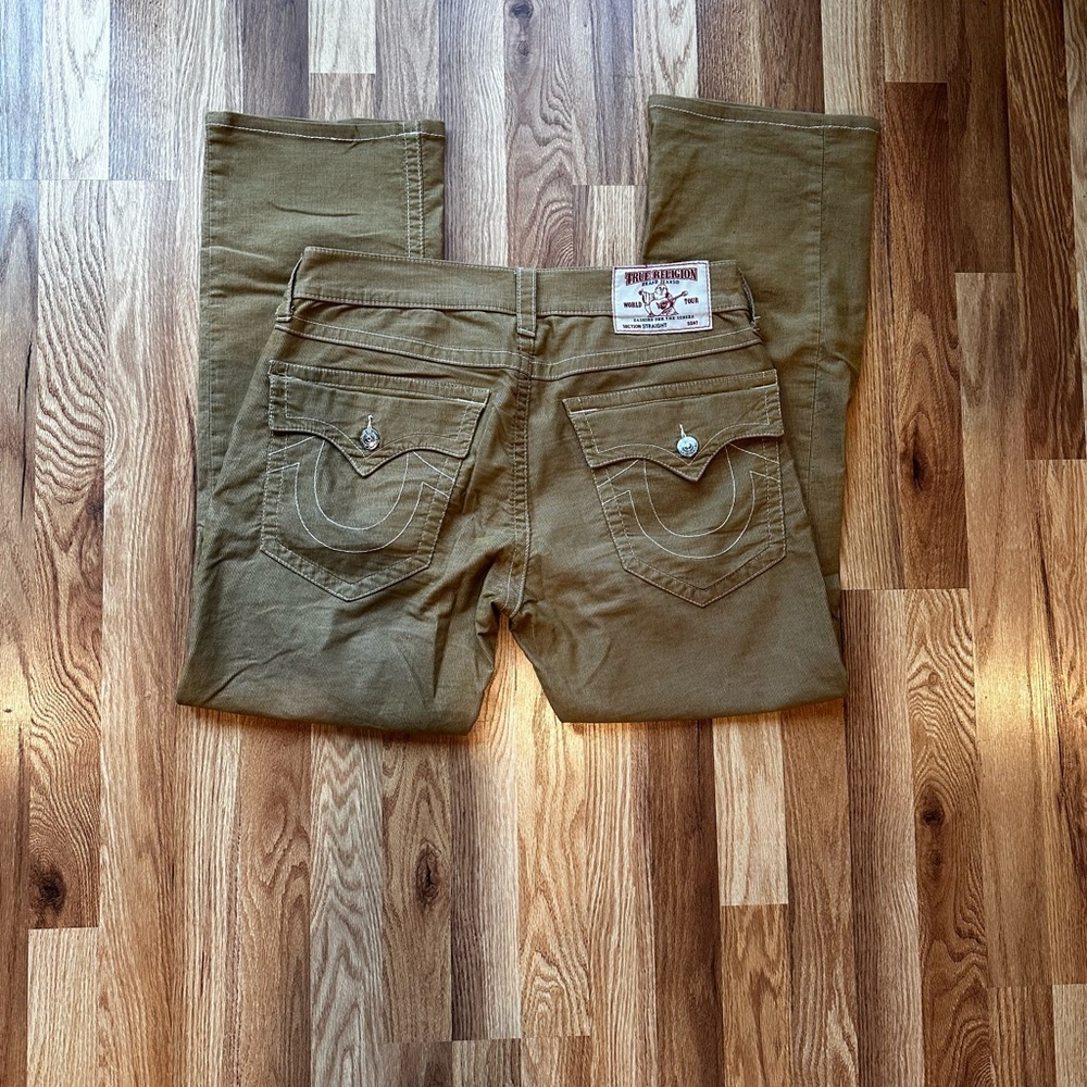 True Religion corduroy 34x33 straight cut kacki jeans